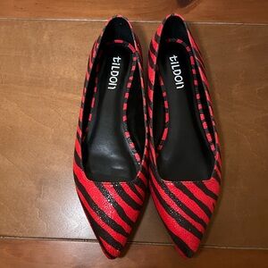 Tildon Red and Black Striped Flats